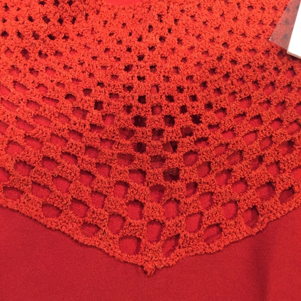 NWT A.L.C. Quinn Crochet Silk Blouse Tank Top 0 red - Picture 6 of 8